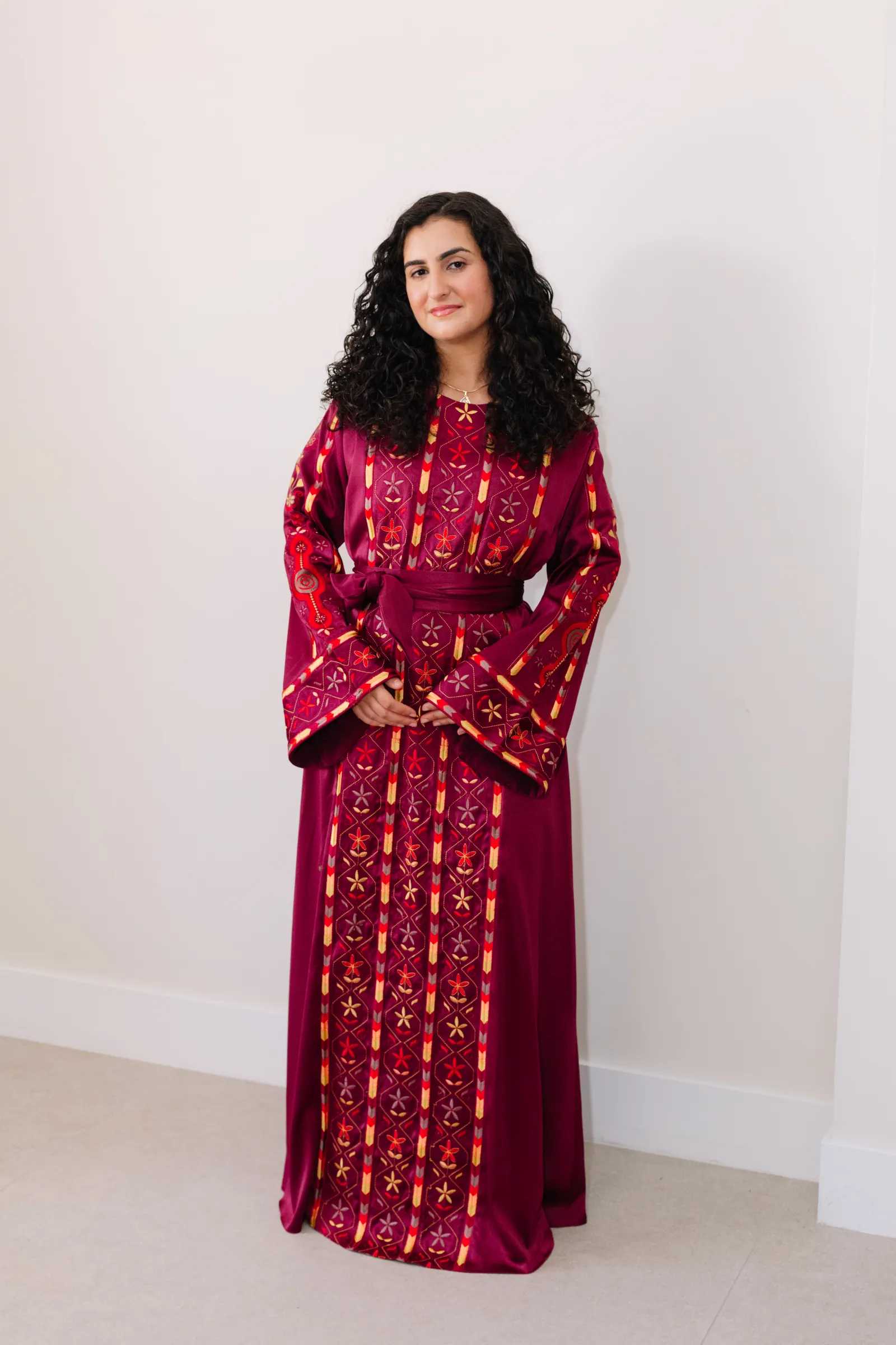 Burgundy Falahi Abaya